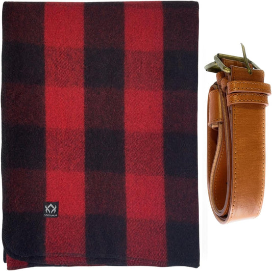 Arcturus Red Buffalo Wool Blanket and Carry Straps Bundle