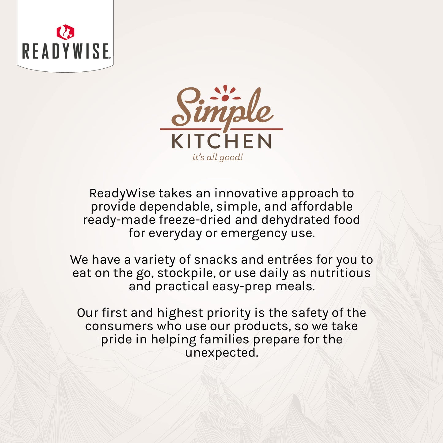 READYWISE - Simple Kitchen, Tomato Basil Soup, 17 Servings, MRE, Gluten Free, & Vegetarian, Food, Soup Mix, for Events, Hiking, Emergency Food Supply, Camping Essentials, or Daily Use, 1 Pack