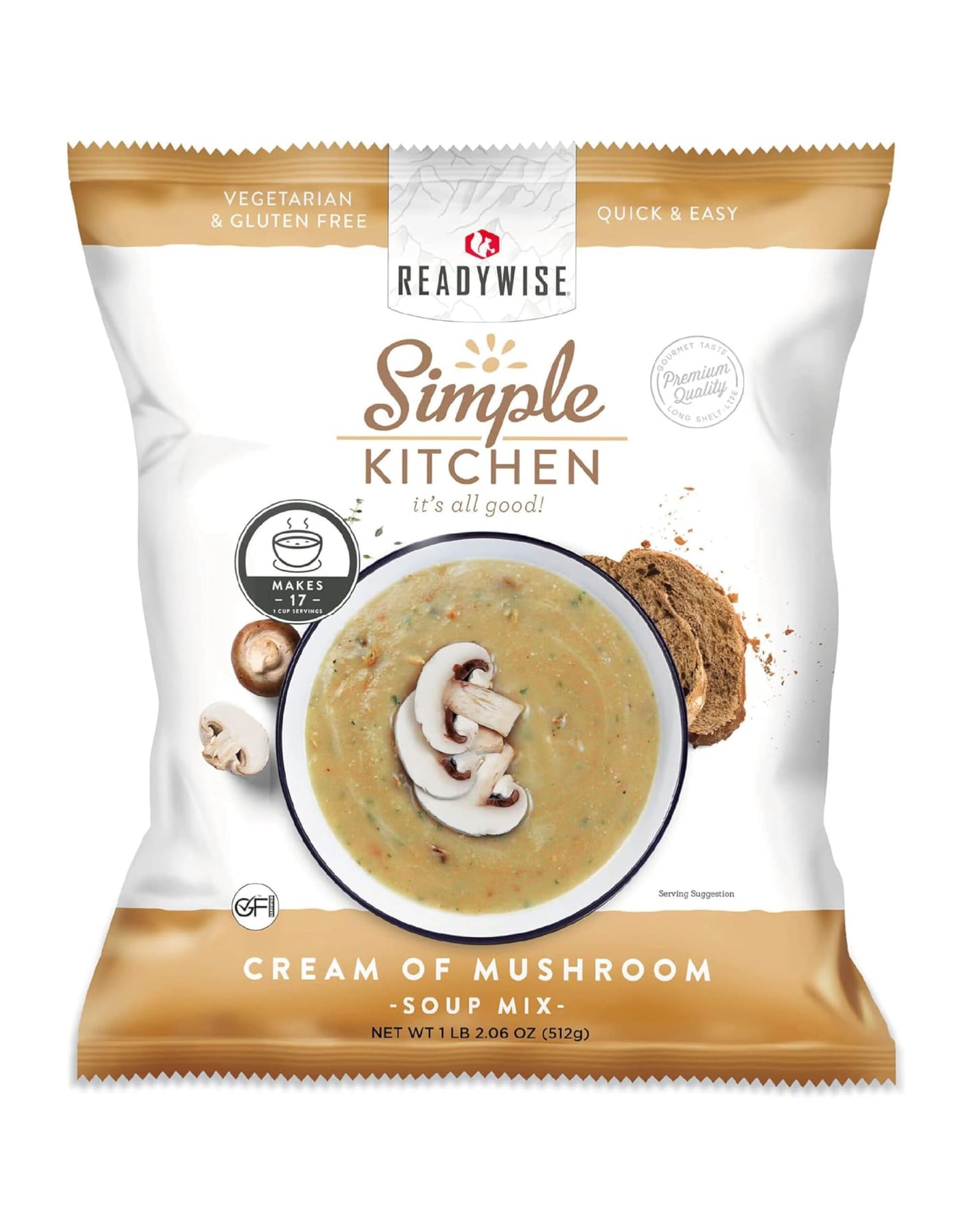 READYWISE - Simple Kitchen, Tomato Basil Soup, 17 Servings, MRE, Gluten Free, & Vegetarian, Food, Soup Mix, for Events, Hiking, Emergency Food Supply, Camping Essentials, or Daily Use, 1 Pack