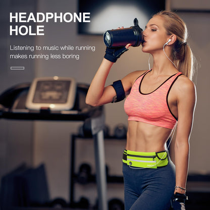 Jueachy Running Belts for Women Waterproof Fanny Pack Running Waist Pouch Phone holder Adjustable Sports Money Belt with Headphone Port