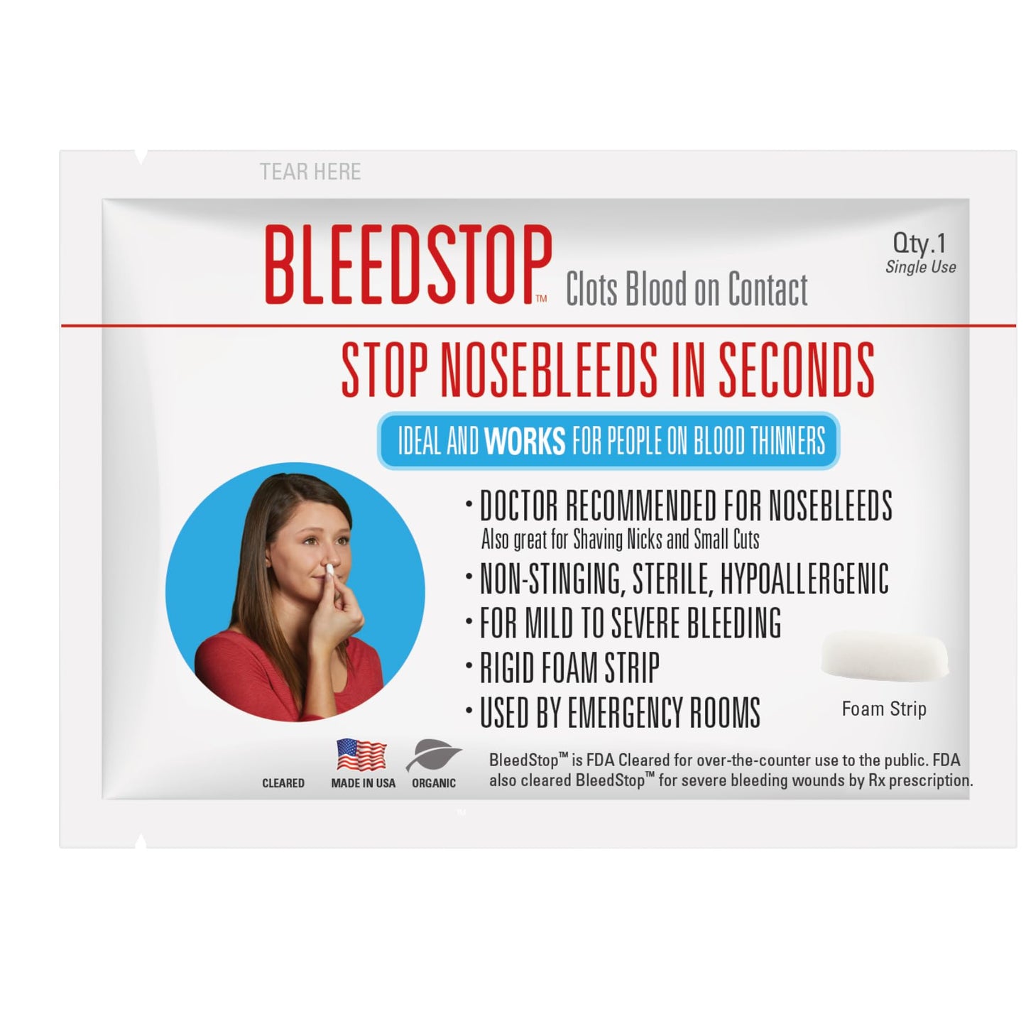 BleedStop™ First Aid Powder for Blood Clotting, Trauma Kit, Blood Thinner Patients, Camping Safety, and Survival Equipment for Moderate to Severe Bleeding Wounds or Nosebleeds - 4 (15g) Pouches
