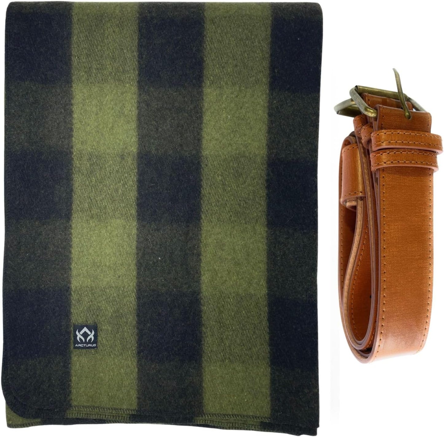 Arcturus Green Buffalo Wool Blanket and Carry Straps Bundle