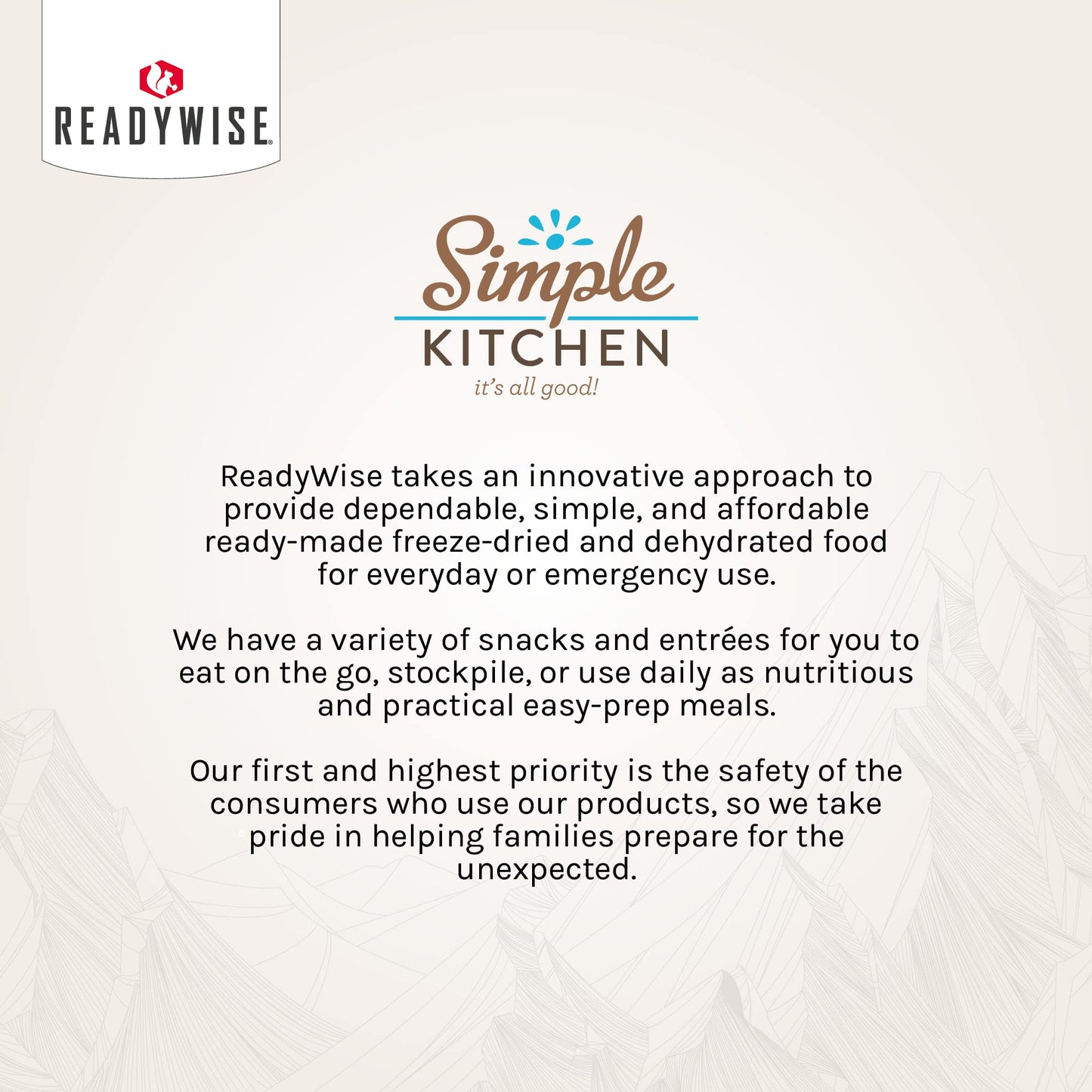 READYWISE - Simple Kitchen, Tomato Basil Soup, 17 Servings, MRE, Gluten Free, & Vegetarian, Food, Soup Mix, for Events, Hiking, Emergency Food Supply, Camping Essentials, or Daily Use, 1 Pack