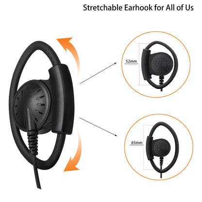 Retevis Case of 10, Two Way Radio Earpiece with Mic Single Wire Earhook Headset for RT22 RT21 RT68 RT68H H777 H777H RT86A RT86S, Compatible with Pxton Baofeng BF-888S BF-T26 Kenwood Walkie Talkies