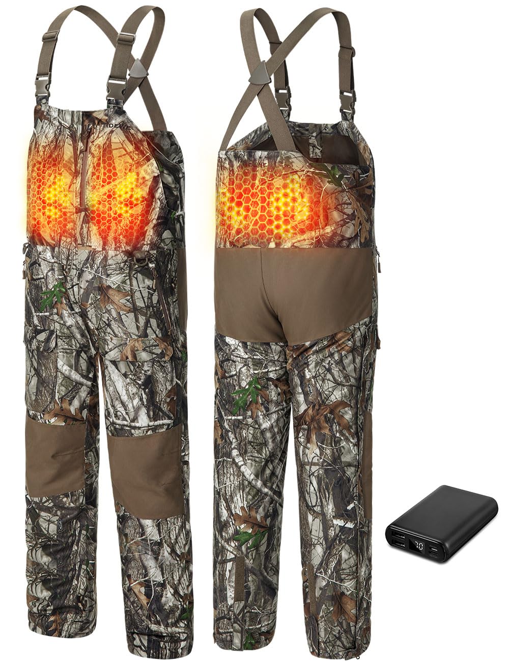 TIDEWE Hunting Bibs Heated with Battery, Waterproof Insulated Bibs for Fishing
