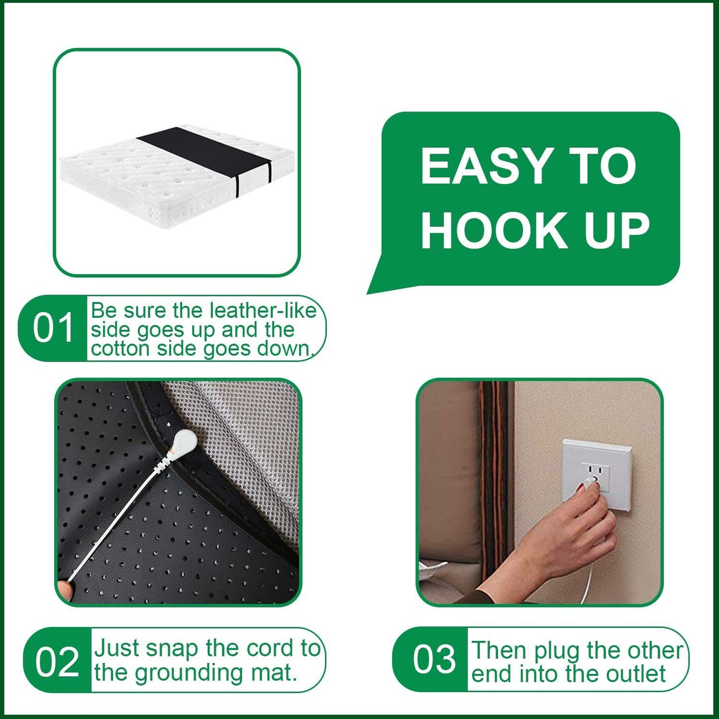 Grounding Mat, Grounding Sleep Mat 54’’x 71’ Perforated Design 100% Conductive Carbon Leatherette Grounding Mats, Fits for Full Size