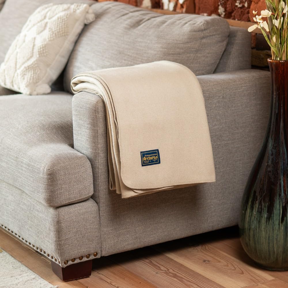 Arcturus Bighorn 100% Virgin Wool Blanket | Heirloom-Quality Wool Bedding for Home & Cabin | Warm, Thick & Durable (Queen Size, Steel Blue)