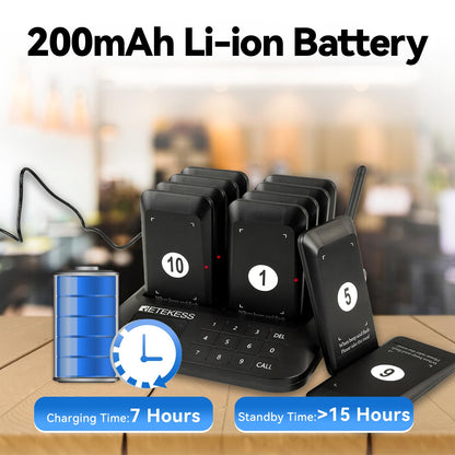 Retekess TD157 Restaurant Pager System, Pagers for Restaurants,984ft Long Range, 16 Pagers and Beepers for Food Truck, Bars, Food Court, No Vibration Mode