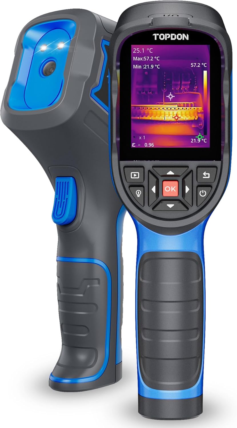 TOPDON TC005 256 x 192 IR High Resolution Dual-Camera Thermal Imaging Camera with 12-Hour Battery Life and 2MP Visual Light Camera, -4°F~1022°F Handheld Infrared Thermal Imager with PC 2D/3D Analysis