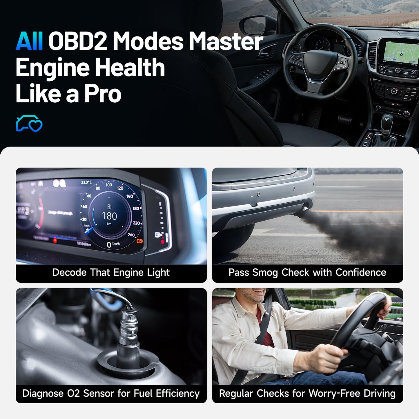 TOPDON AL500B OBD2 Scanner Battery Tester 2 in 1 Code Reader, Full OBDII Diagnosis, 12V Battery Tests & 12V/24V Cranking Tests, Charging Tests, Scan Tool, Car Diagnostic Tool for All OBDII Cars