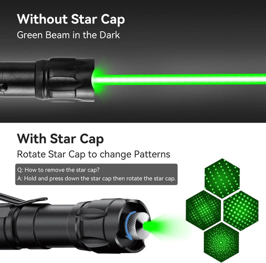 [4 Packs] Rechargeable Green Laser Pointer High Power Green Beam Light Long Distance Range For TV/LED/LCD Screens Tactical Flashlights Presentation Office/Outdoors/Astronomic/Construction [005]