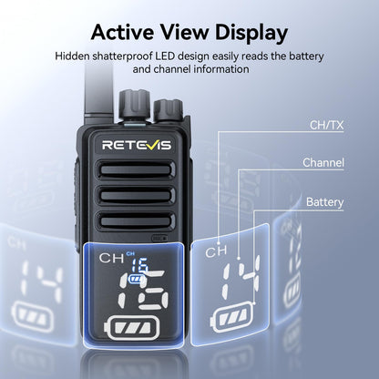 Retevis RT68 Two-Way Radios Long Range, Walkie Talkies for Adults, 2 Way Radio with Earpiece, Walkie Talkie Rechargeable with Charging Base, for Manufacturing Restaurant Business School(10 Pack)