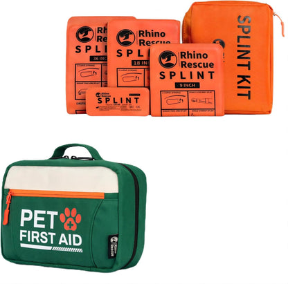 RHINO RESCUE bundle-Pet First Aid Kit, Emergency Medical Supplies for Dogs & Cats, Safety Essentials Pack with Thermometer+