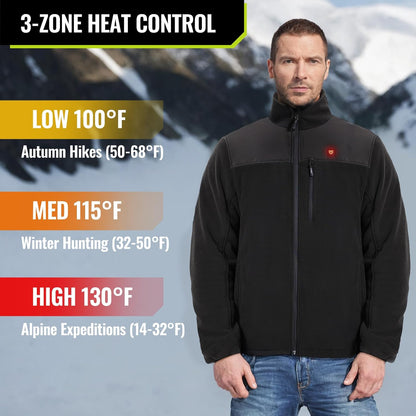 TIDEWE Heated Jacket Pro for Men, Rechargeable Battery-Powered Fleece Coat for Hunting (Black, Camo, Size S-XXXL)