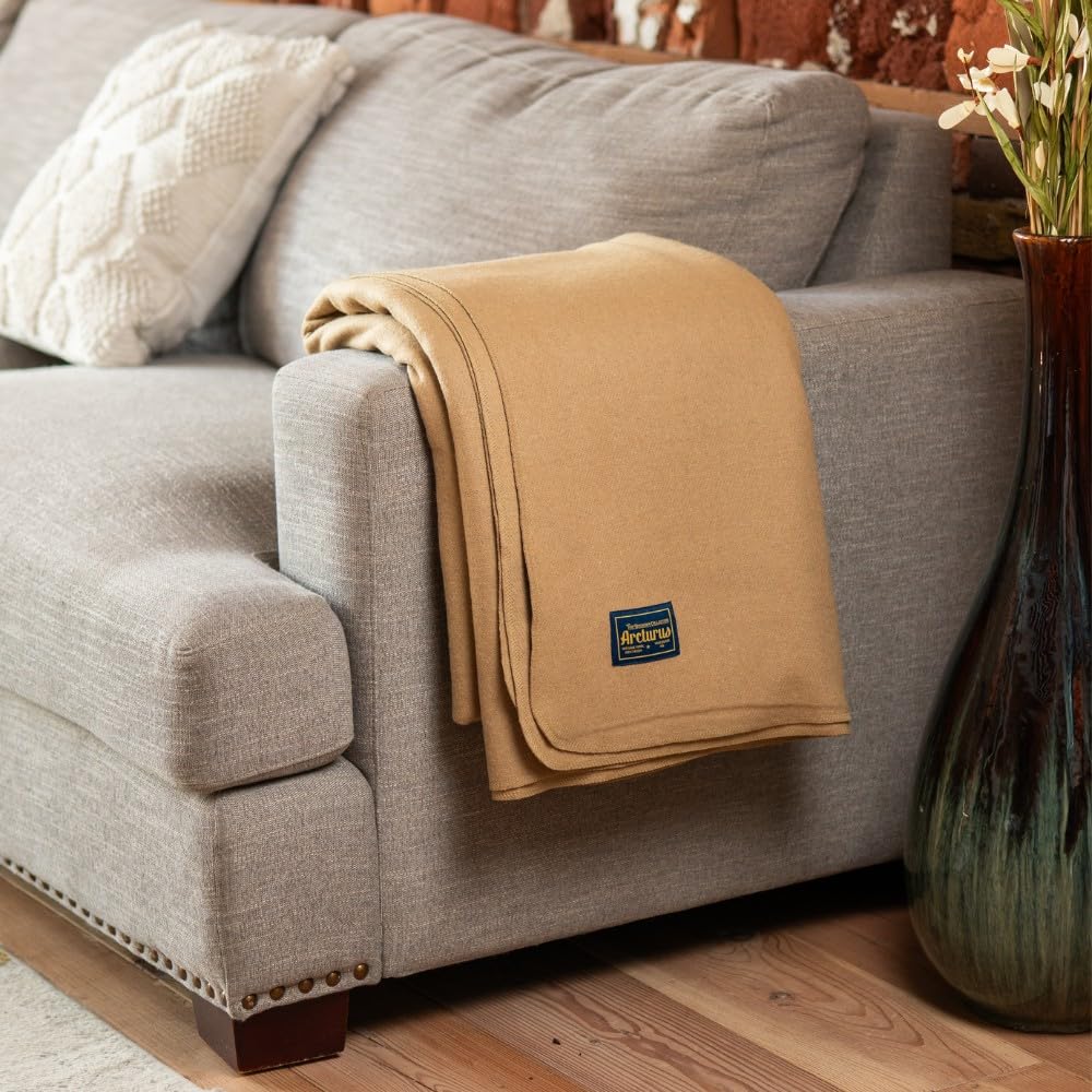 Arcturus Bighorn 100% Virgin Wool Blanket | Heirloom-Quality Wool Bedding for Home & Cabin | Warm, Thick & Durable (Queen Size, Steel Blue)