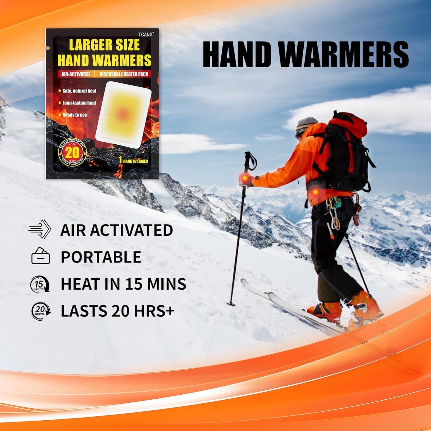 Hand Warmers Disposable 3 Pack- Up to 20 Hours of Heat - Super Long Lasting Air Activated Warmers, All Natural, Portable for Body, Hands & Toes - Odorless Hot Warmer Heater for Outdoor Sport