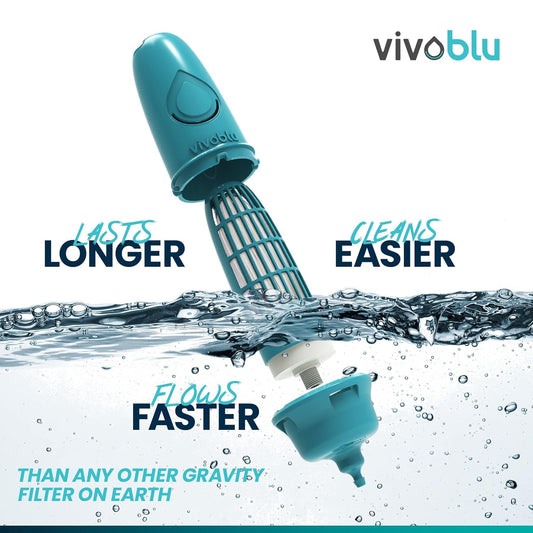 VivoBlu Core Family Filter Emergency Water Filtration System: Gravity Water Filter for Camping, Backpacking, and Hiking - Travel Filter for Purification Outdoors or in Emergencies