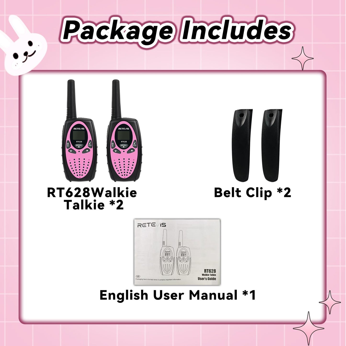 Retevis RT628 Walkie Talkies for Kids,Toys Gifts for 6-12 Years Old Boys Girls,Long Range 2 Way Radio 22CH VOX,Birthday Gift,Family Walkie Talkie for Camping Hiking Indoor Outdoor