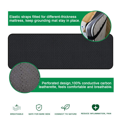 Grounding Mat, Grounding Sleep Mat 54’’x 71’ Perforated Design 100% Conductive Carbon Leatherette Grounding Mats, Fits for Full Size
