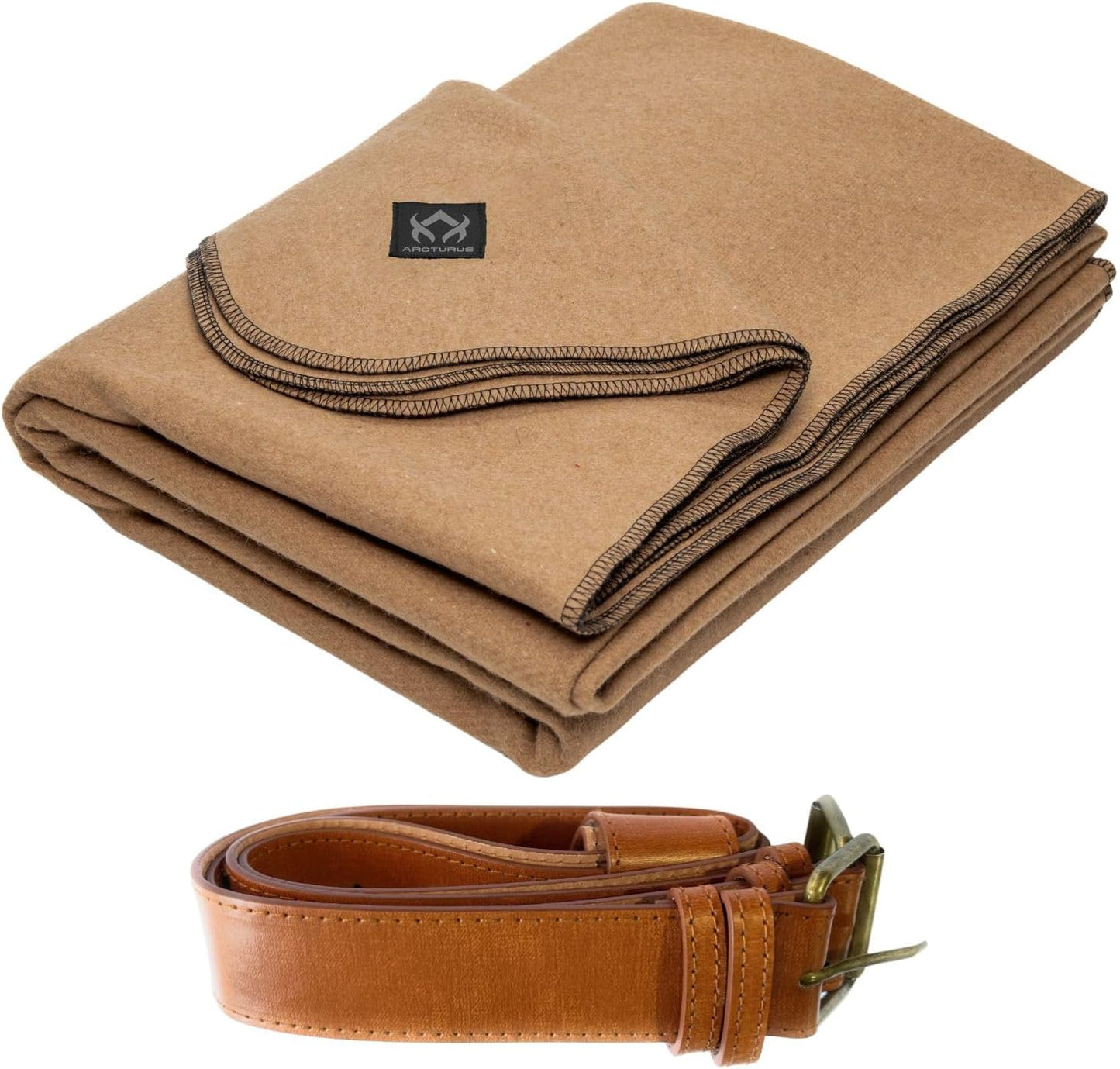 Arcturus Camel Wool Blanket and Carry Straps Bundle