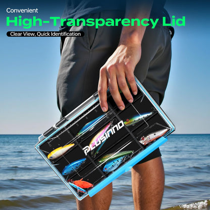 PLUSINNO Tackle Box Organizer, 1/2 Packs Waterproof Tackle Trays, Fishing Tackle Box with Removable Dividers, Fishing Box Tackle Trays and Terminal Tackle Storage