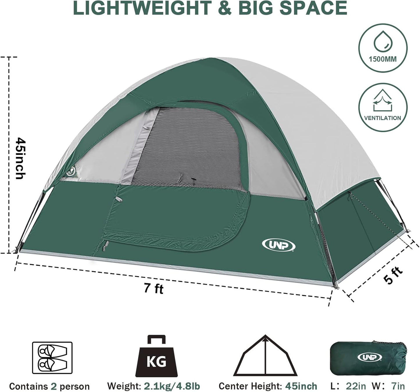 UNP Camping Shower Tent and 2 Person Camping Tent for Hiking Outdoor Fishing Portable