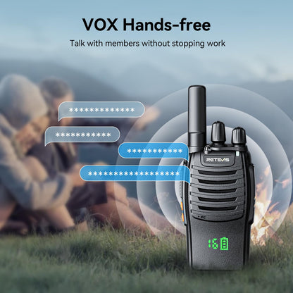 Retevis H-777 Walkie Talkies Rechargeable, 2 Way Radios Long Range, Portable FRS Two-Way Radios, Short Antenna, LED Flashlight, for Adults Family Outdoor (3 Pack)