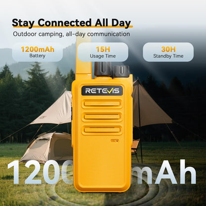 Retevis RT68 Walkie Talkies Rechargeable,Portable FRS Two-Way Radios for Adults,Heavy Duty 2 Way Radios Long Range,USB Charging Base,License Free Walkie Talkie for Road Trip Gifts Camping (2 Pack)