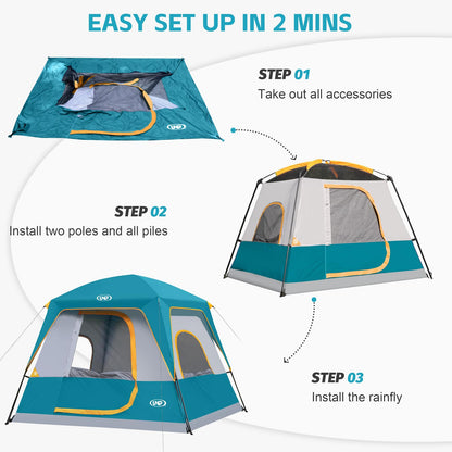 UNP 2/4/6/8 Person Tent, Portable Cabin Tent, Camping Tent 4-Person Easy Set Up, Waterproof with Top Rainfly for Outdoor Camping/Hiking | Easy Set Up, Waterproof, Top Rainfly