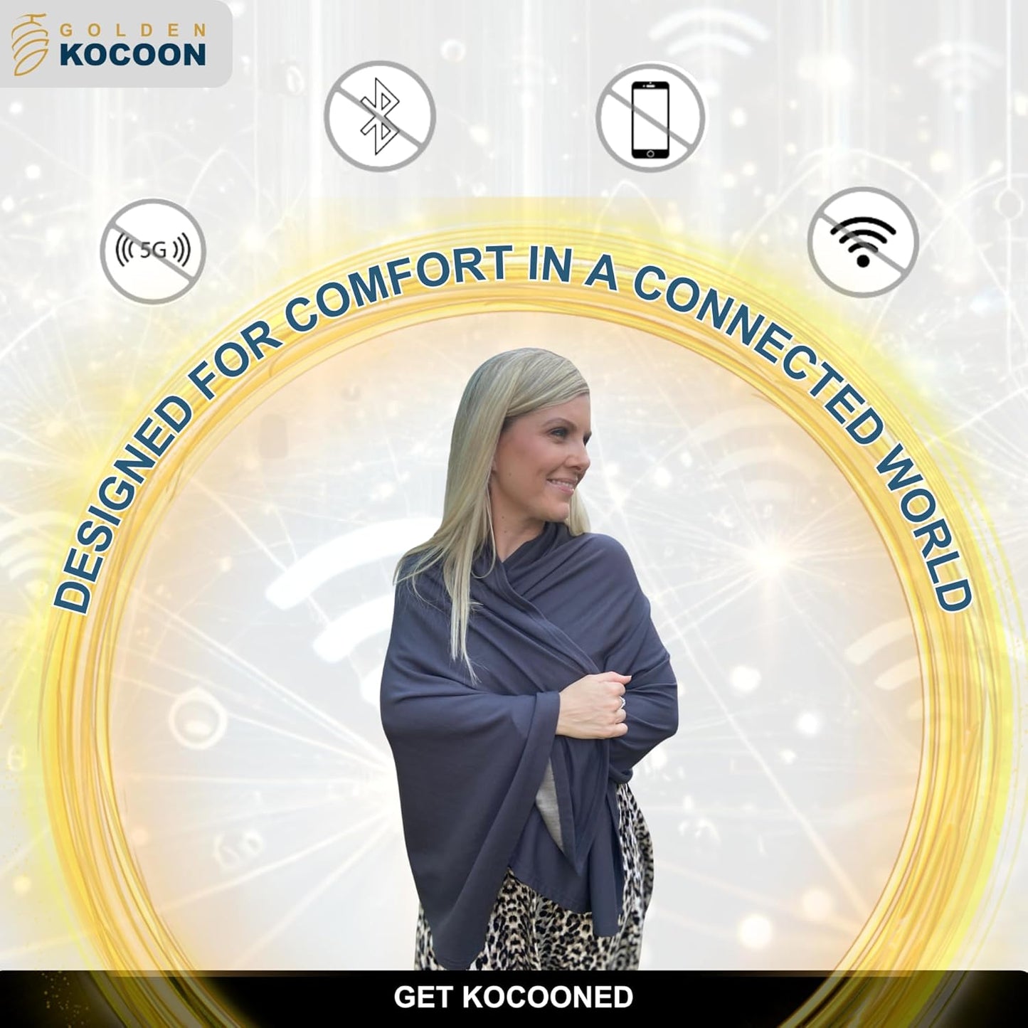 .E-M-F Scarf - Thin & soft - EcoShield™ Bamboo Lyocell Fara-day Silver Fabric - 56x28 inch - Use as a blanket, shawl, head cover, wrap - ideal for everyday 5 G, B T, Smart Meter & Wi Fi environments