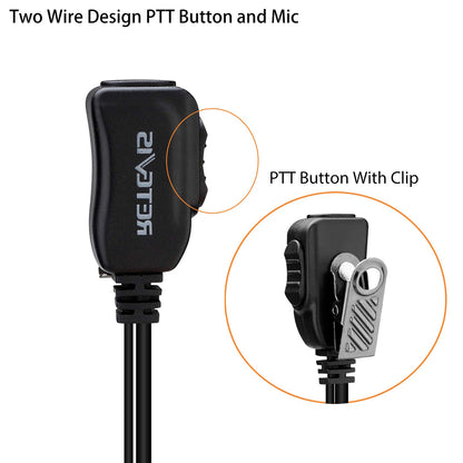Retevis Case of 10, Two Way Radio Earpiece with Mic Single Wire Earhook Headset for RT22 RT21 RT68 RT68H H777 H777H RT86A RT86S, Compatible with Pxton Baofeng BF-888S BF-T26 Kenwood Walkie Talkies