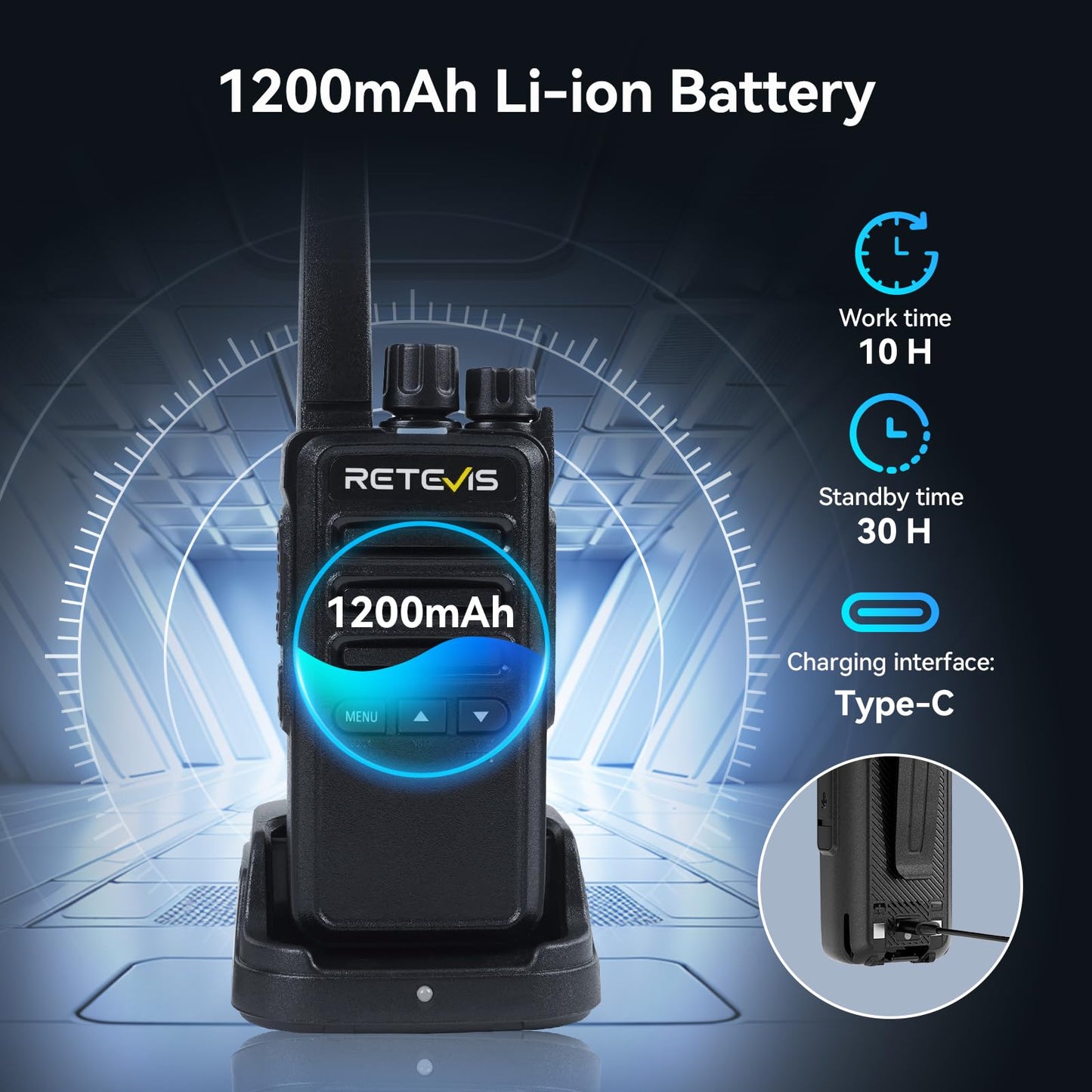 Retevis RT68 Walkie Talkies Rechargeable, Portable Two Way Radios 6 Pack with Six-Way Multi Gang Charger, Heavy Duty Walkie Talkie for Adults, Hands Free, Long Range, for School Restaurant Farm