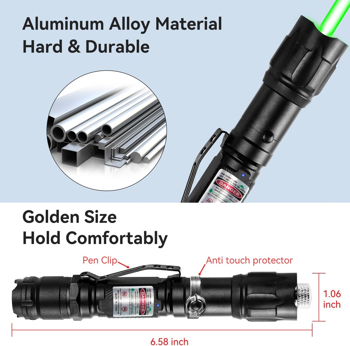[4 Packs] Rechargeable Green Laser Pointer High Power Green Beam Light Long Distance Range For TV/LED/LCD Screens Tactical Flashlights Presentation Office/Outdoors/Astronomic/Construction [005]