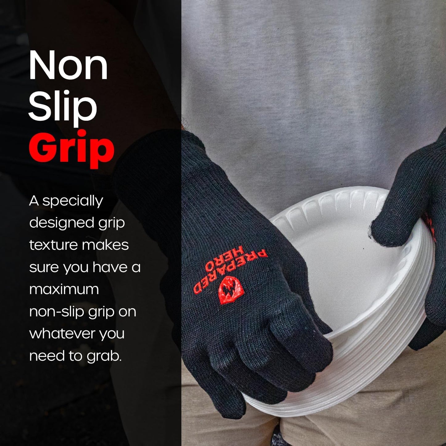 Fireproof Gloves by Prepared Hero - 1 Pack - Resistant Up to 1472 Degrees - Cut Resistant, BBQ Gloves - Grill Gloves - Fire Protection Gloves - Heat Resistant Gloves - Heat Gloves for Grilling & BBQ