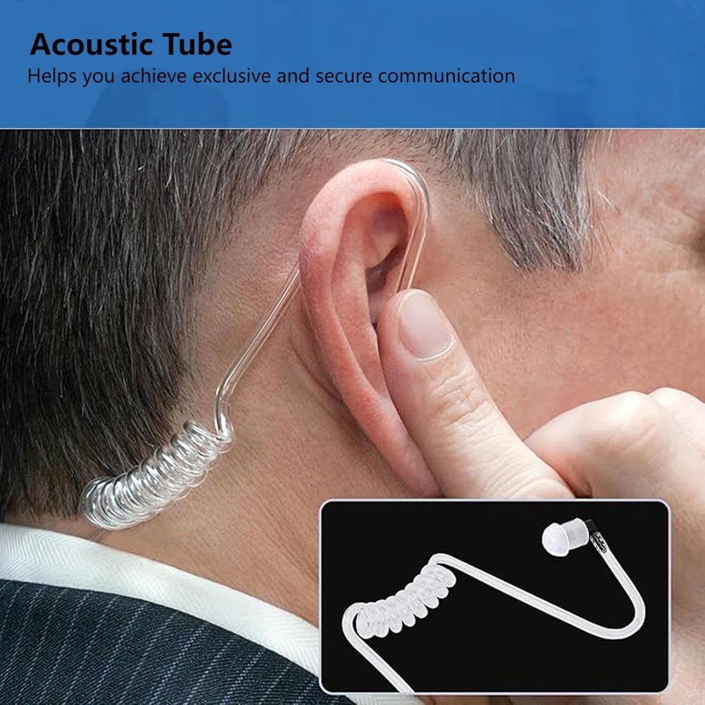 Retevis Walkie Talkie Earpiece with Mic, Comfortable Acoustic Tube, for RT22 RT68 RT21 H-777 RT86A, Compatible with Kenwood Baofeng BF-888S BF-T26 Pxton Walkie Talkies, Surveillance Headset(2 Pack)