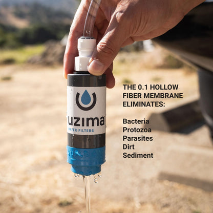 Uzima UZ-1 Water Filter Cartridge Replacement | Gravity Water Filter for UZ-2, UZ-BP, D-Prep | 0.1 Micron Standalone Purifier for Emergency, Survival, Camping, Bug Out Bag