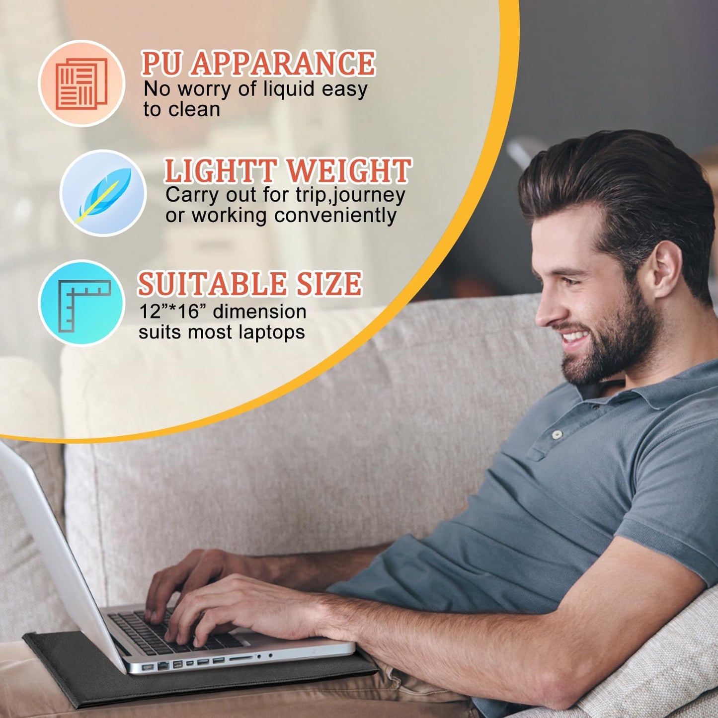 EMF Radiation Shielding Laptop Pad - 12x16 Inch Heat Blocking Mat, Anti-Radiation & Heat Protection for Laptop, Notebook, Tablet Use on Lap, Office, Travel