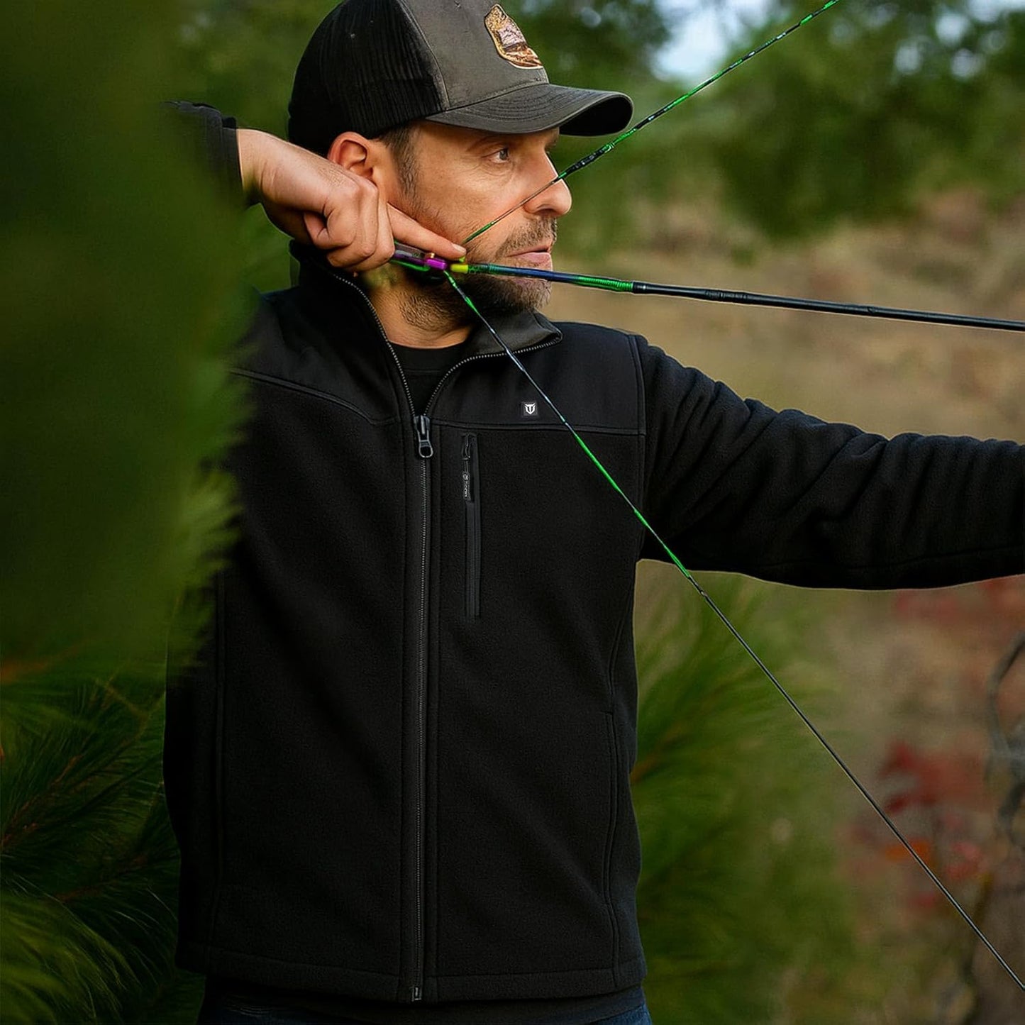 TIDEWE Heated Jacket Pro for Men, Rechargeable Battery-Powered Fleece Coat for Hunting (Black, Camo, Size S-XXXL)