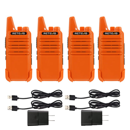 Retevis RT22 Two Way Radio Long Range Rechargeable,Portable 2 Way Radio, USB-C Charging, Handsfree Walkie Talkies for Adults Cruise Hiking Camping(4 Pack)