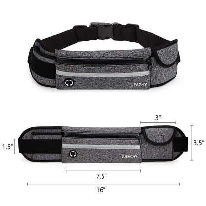 Jueachy Running Belts for Women Waterproof Fanny Pack Running Waist Pouch Phone holder Adjustable Sports Money Belt with Headphone Port