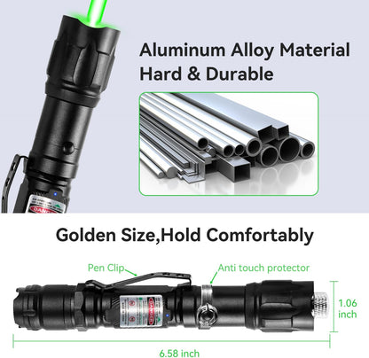MIPREZT [4 Packs] Professional Rechargeable Green Laser Pointer High Power Green Beam Laser Light Distance Range for TV/LED/LCD Screens Tactical Flashlights Presentation Office/Outdoors [004](4)