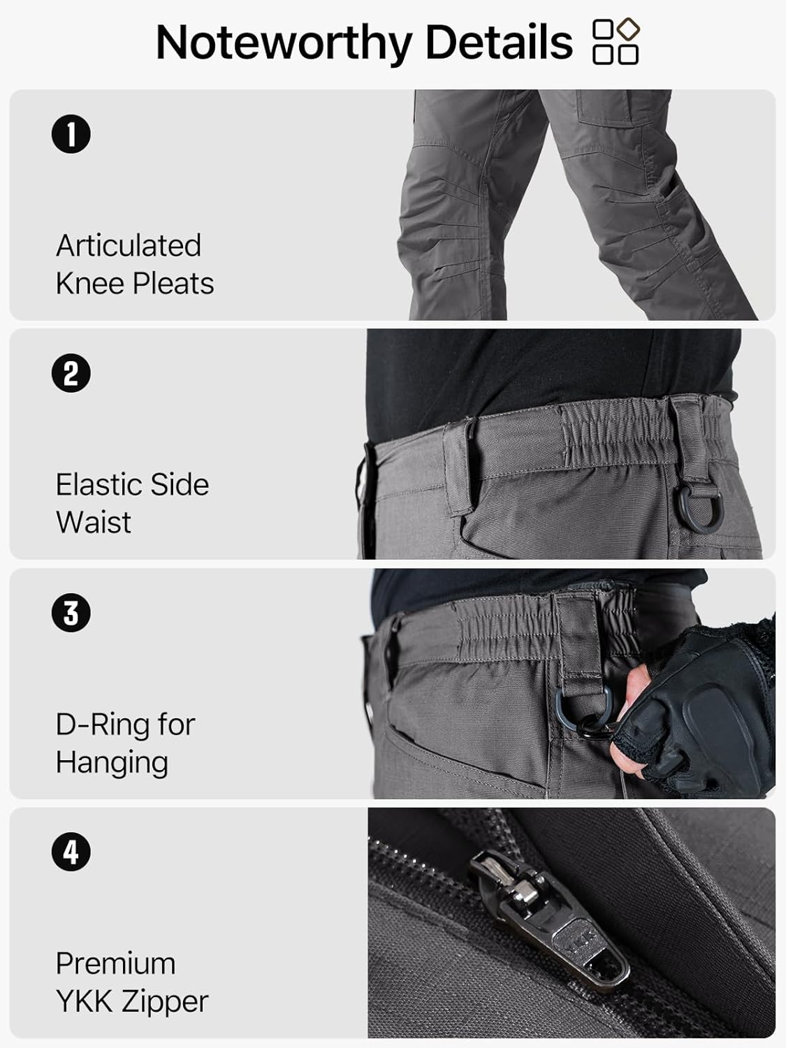 FREE SOLDIER Men's Water Resistant Pants Relaxed Fit Tactical Cargo Work Pants with Multi Pocket