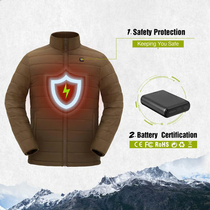 TIDEWE Men’s Heated Jacket 3-in-1 with Hood and Battery Pack, Heated Coat for Hunting, Skiing