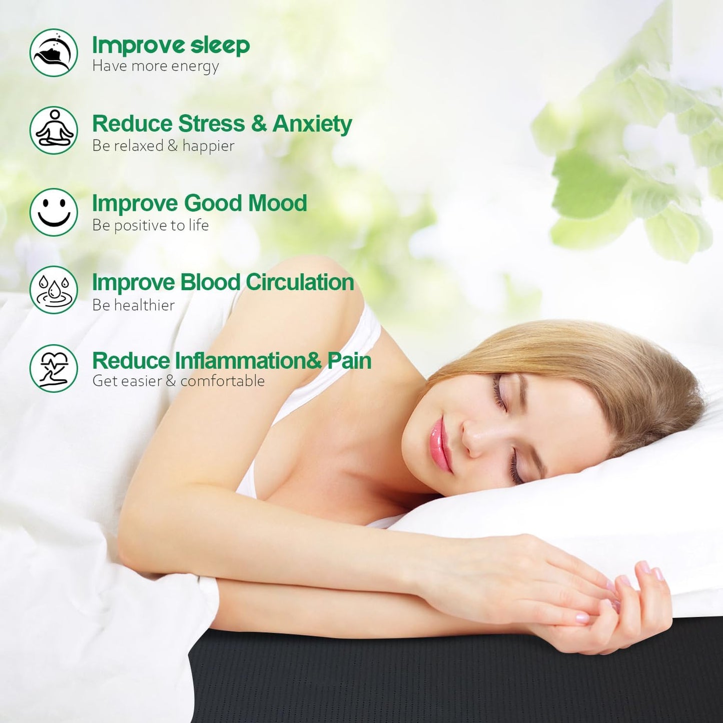 Grounding Mat for Better Sleep, Pain Relief & Less Stress, Grounding Sheet for Bed King Size 54x71 in Conductive Carbon Leatherette, Earth Connected Biohackers Insomnia