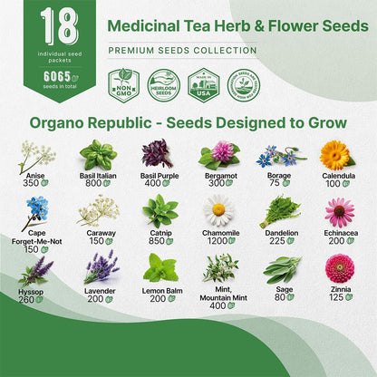 Organo Republic 25 Edible Flower Seeds Variety Pack for Indoor Outdoor Gardening - 8,000+ Non-GMO Heirloom Flower Seeds: Anise, Hyssop, Nasturtium, Pansy, Echinacea, Lavender, Chives & More
