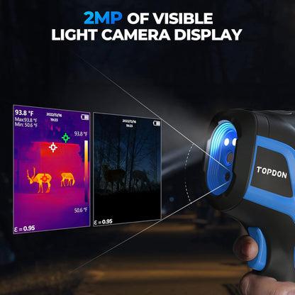 TOPDON TC005 256 x 192 IR High Resolution Dual-Camera Thermal Imaging Camera with 12-Hour Battery Life and 2MP Visual Light Camera, -4°F~1022°F Handheld Infrared Thermal Imager with PC 2D/3D Analysis