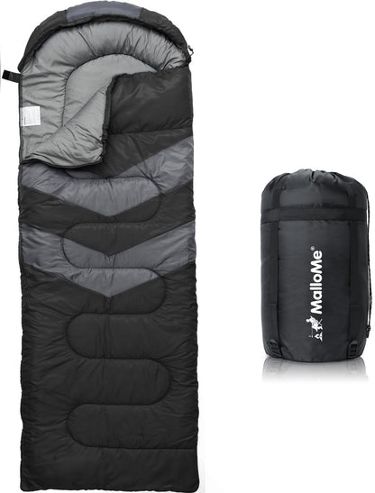 MalloMe Sleeping Bags for Adults Cold Weather & Warm - Backpacking Camping Sleeping Bag for Kids 10-12, Girls, Boys - Lightweight Compact Camping Essentials Gear Accessories Hiking Sleep Must Haves