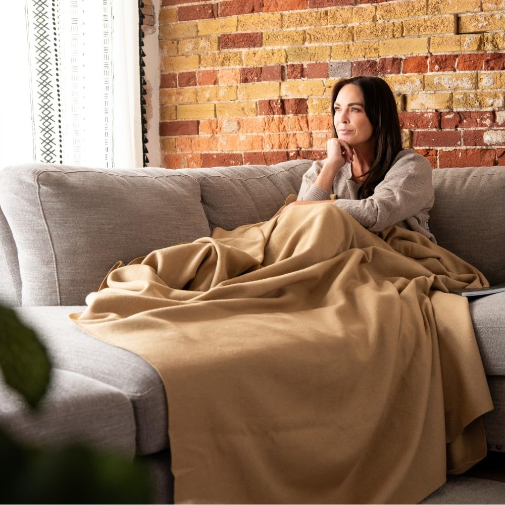 Arcturus Bighorn 100% Virgin Wool Blanket | Heirloom-Quality Wool Bedding for Home & Cabin | Warm, Thick & Durable (Queen Size, Steel Blue)