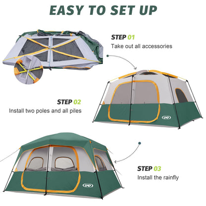 UNP 2/4/6/8 Person Tent, Portable Cabin Tent, Camping Tent 4-Person Easy Set Up, Waterproof with Top Rainfly for Outdoor Camping/Hiking | Easy Set Up, Waterproof, Top Rainfly