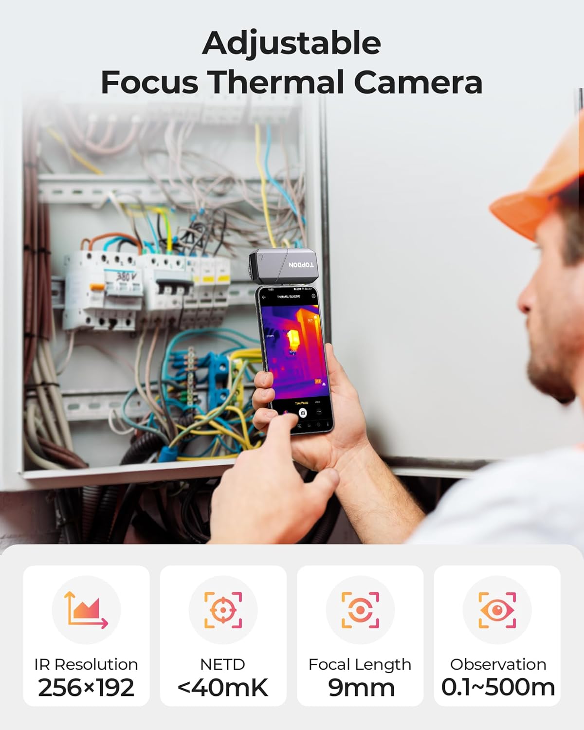 TOPDON TS001 256x192 IR Resolution Thermal Camera for Android, Thermal Night Vision Monocular Thermal Imager with 9mm Adjustable Focus Lens, Infrared Test Report, -4°F~1022°F TEM Range